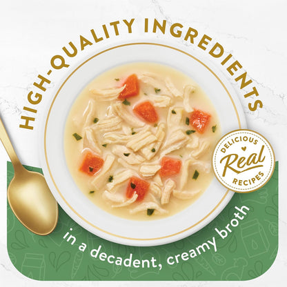 Purina  High Protein, Limited Ingredient Senior Wet Cat Food Complement, Broths Creamy with Chicken - (16) 1.4 Oz. Pouches
